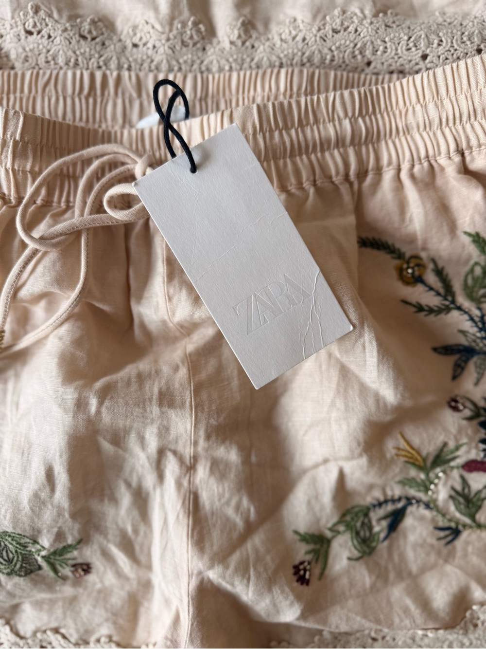 Zara Floral Embroidered Cami Tank & Shorts Matching Set Size S - Picture 7 of 9